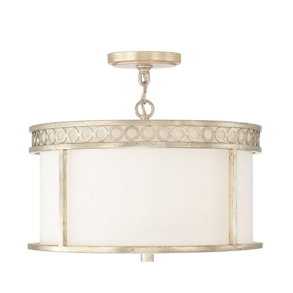 Isabella Winter Gold and White Four-Light Dual Semi-Flush with White Fabric Shade, image 1