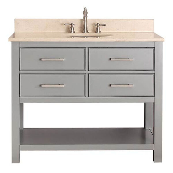 Brooks Chilled Gray 42-Inch Vanity Combo with Galala Beige Marble Top, image 1