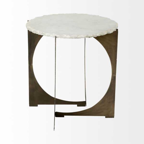 Reinhold II White Round Live-Edge Marble Top End Table, image 4
