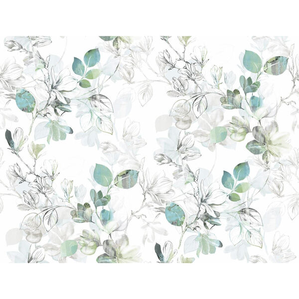 Impressionist Blue and Green Arbor Vine Wallpaper - SAMPLE SWATCH ONLY, image 1