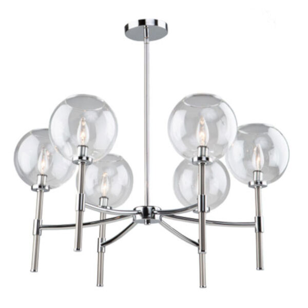 York Chrome and Brushed Nickel Six-Light Chandelier, image 1