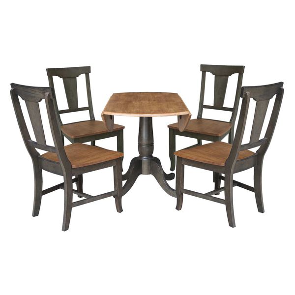 Hickory Washed Coal Dual Drop Dining Table with 4 Panel Back Chairs, image 6