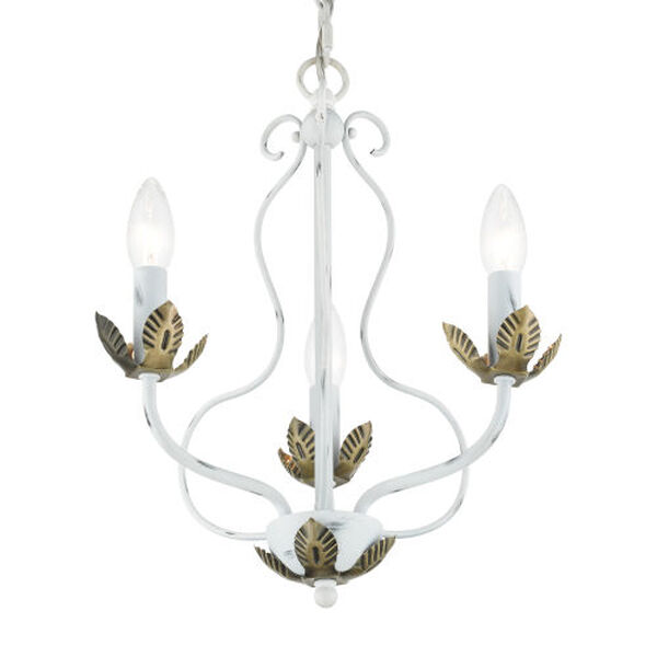 Katarina Antique White with Antique Brass Accents Three-Light Chandelier, image 5