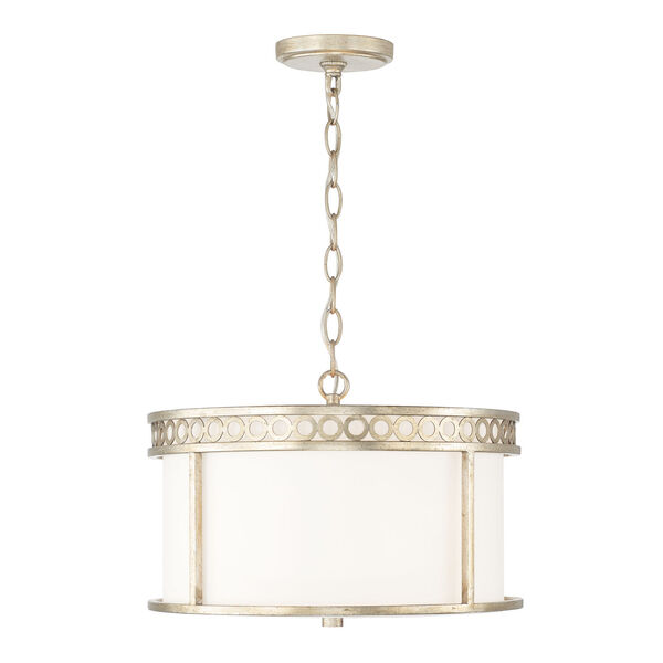 Isabella Winter Gold and White Four-Light Dual Semi-Flush with White Fabric Shade, image 2
