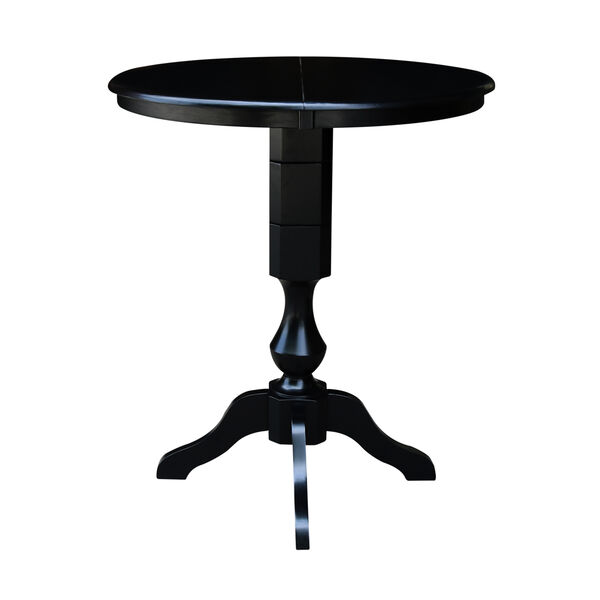 Black 36-Inch Curved Pedestal Bar Height Table with 12-Inch Leaf, image 2