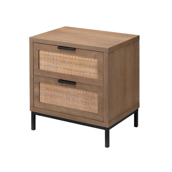 Grace Washed Wood and Black Side Table with Two Drawers, image 1