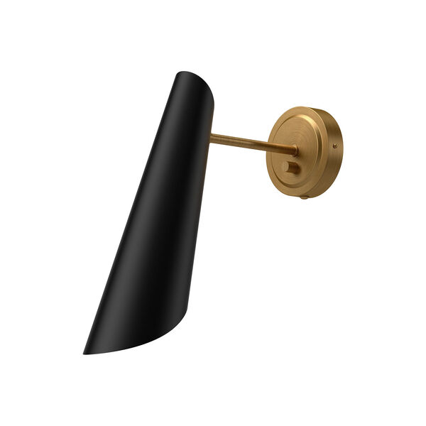 Gabriel Matte Black and Aged Gold One-Light Convertible Wall Sconce, image 1