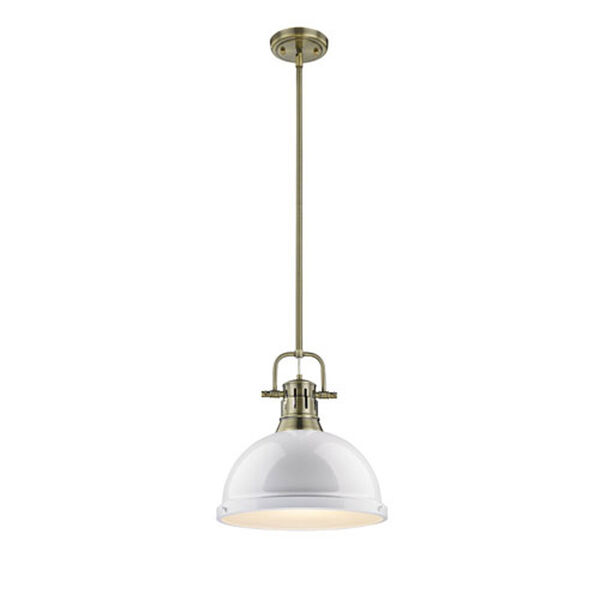 Quinn Aged Brass One-Light Pendant with White Shade, image 2