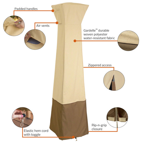 Ash Beige and Brown Pyramid Torch Patio Heater Cover, image 2