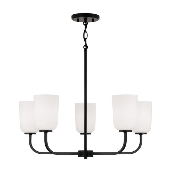 Lawson Matte Black Five-Light Chandelier with Soft White Glass, image 1