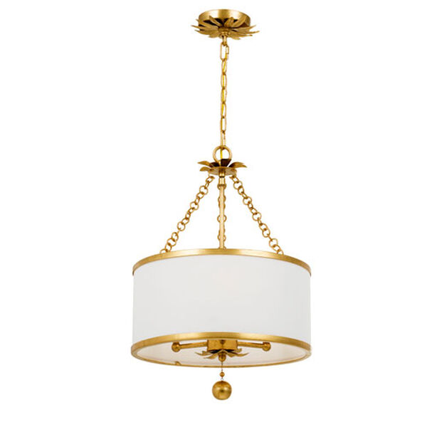 Rosemary Antique Gold Three-Light Chandelier, image 1