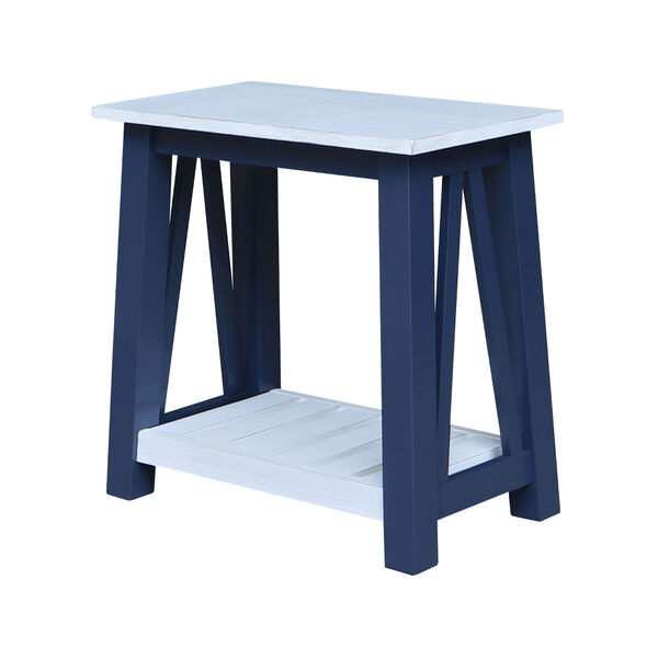 Surrey Blue and Antiqued Chalk Side Table, image 1
