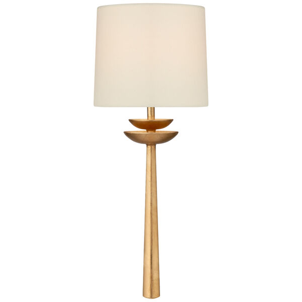 Beaumont Medium Tail Sconce in Gild with Linen Shade by AERIN, image 1