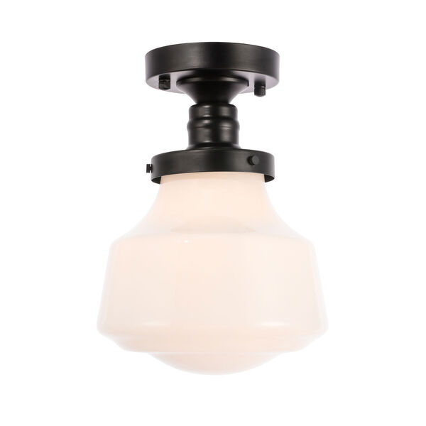 Lyle Black Eight-Inch One-Light Flush Mount with Frosted White Glass, image 6