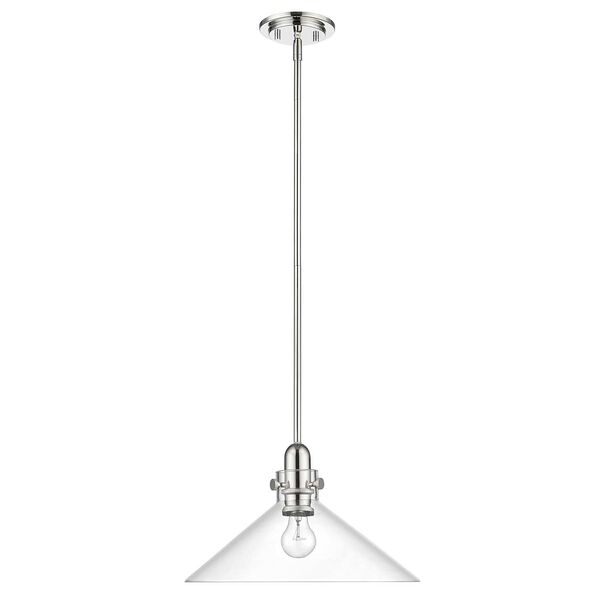 Dwyer Polished Nickel One-Light Pendant with Clear Glass, image 2
