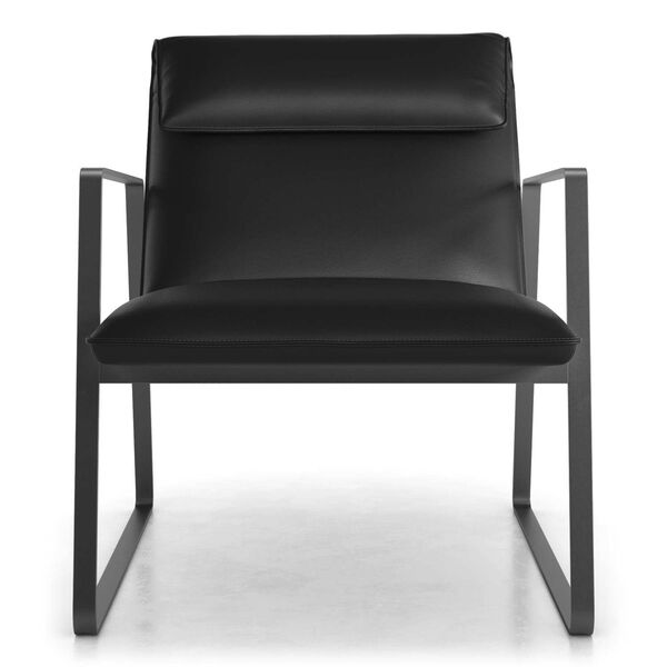 Darien Jet Black Leather Accent Chair, image 1