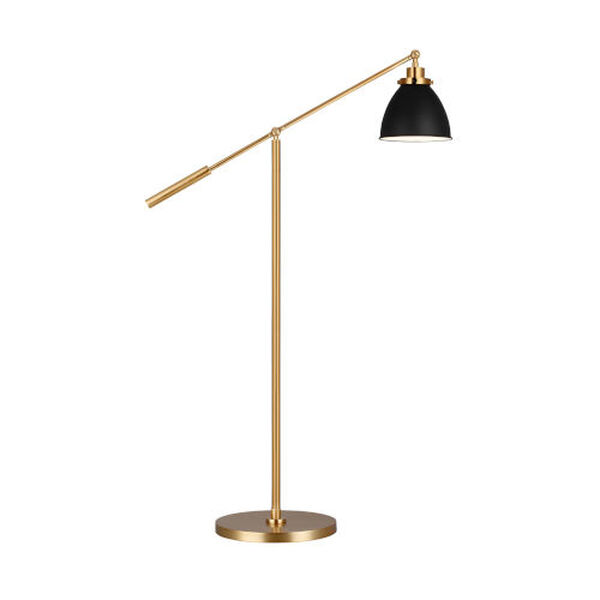 Wellfleet Midnight Black and Burnished Brass One-Light Dome Floor Lamp, image 2