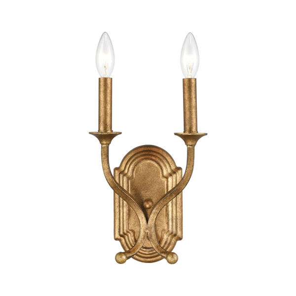 Wembley Antique Gold Two-Light Wall Sconce, image 1