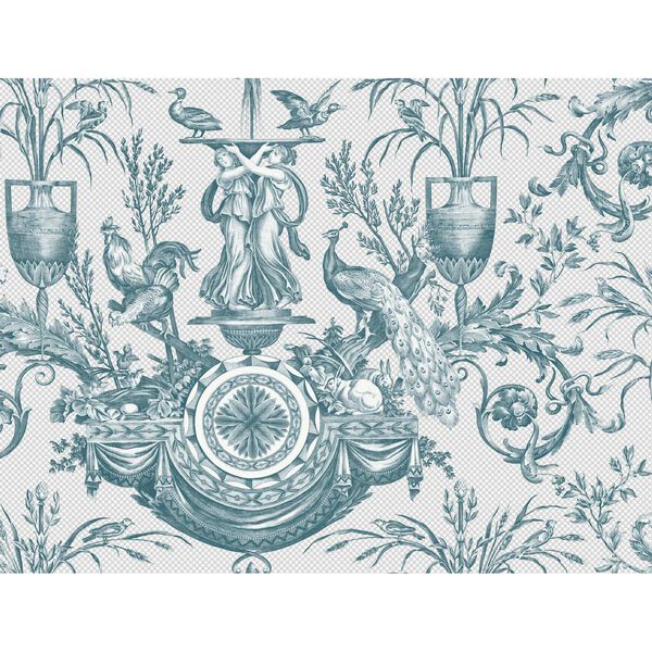 Avian Fountain Toile Jade Wallpaper, image 2