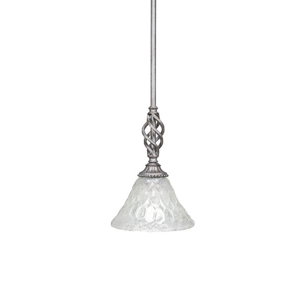 Elegante Aged Silver One-Light Mini Pendant with Italian Bubble Glass, image 1