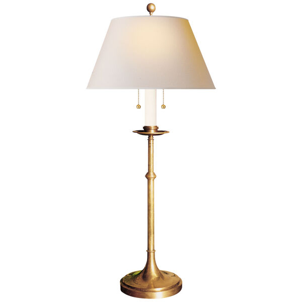 Dorchester Club Table Lamp in Antique-Burnished Brass with Natural Paper Shade by Chapman and Myers, image 1