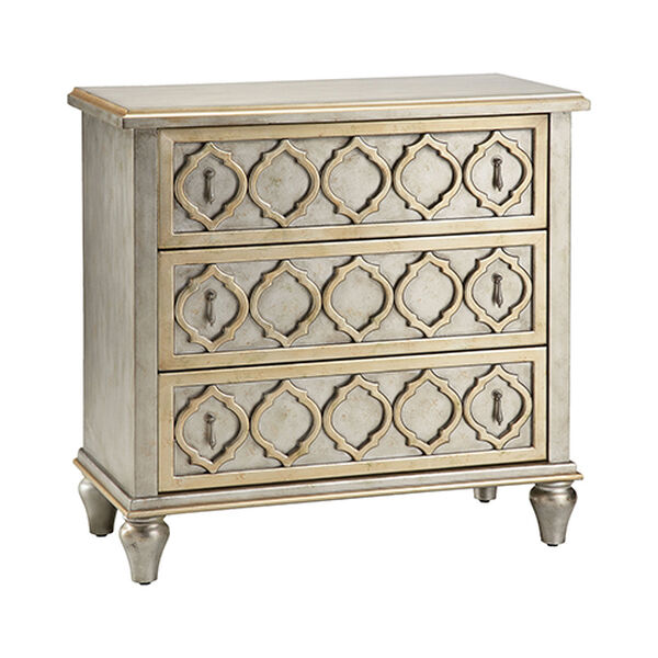Naomi Hand-Painted Champagne and Silver Chest, image 1