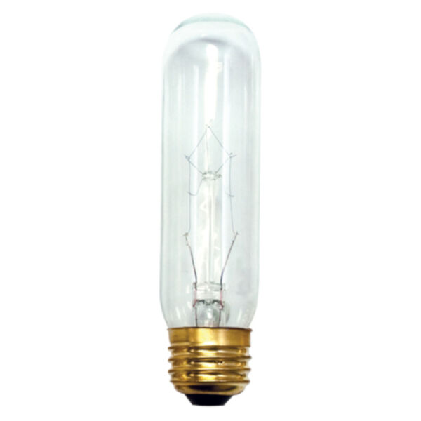 Pack of 25 Clear Incandescent T10 Standard Base Warm White 480 Lumens Light Bulbs, image 1