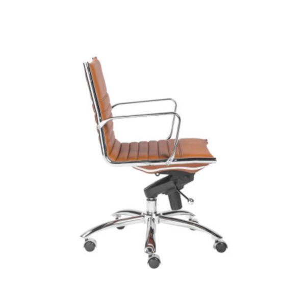 Emerson Cognac and Chrome Leatherette Low Back Office Chair, image 3