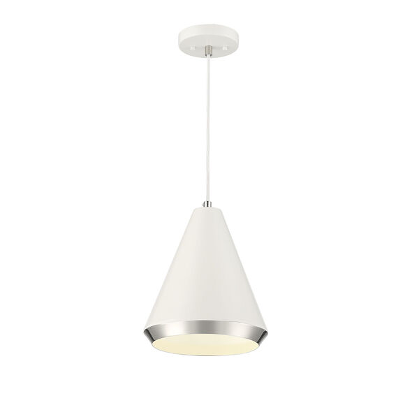 Chelsea White with Polished Nickel 10-Inch One-Light Pendant, image 1