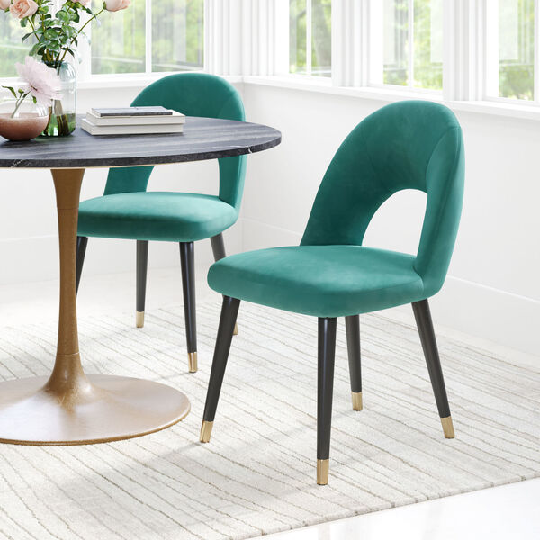 Miami Green, Black and Gold Dining Chair, Set of Two, image 2