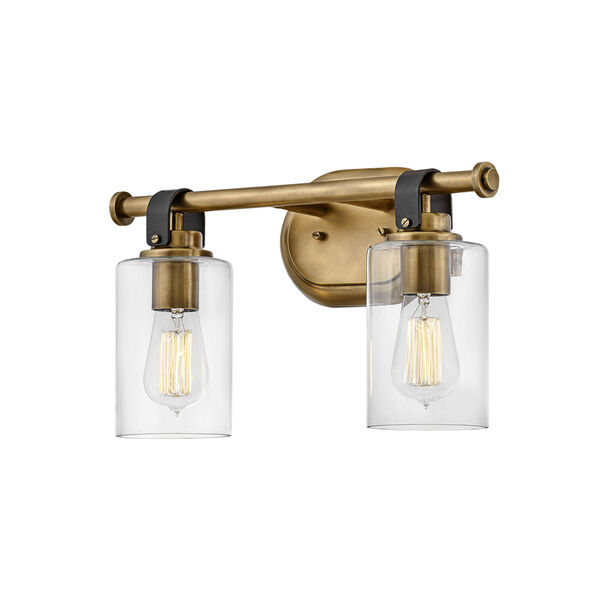 Halstead Heritage Brass Two-Light Bath Vanity With Clear Glass, image 4
