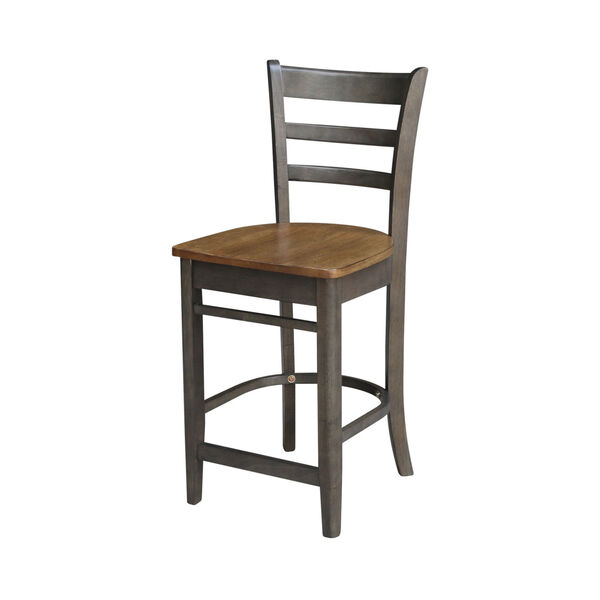 Emily Hickory and Washed Coal 30-Inch Pedestal Gathering Height Table With Counter Height Stools, Three-Piece, image 3