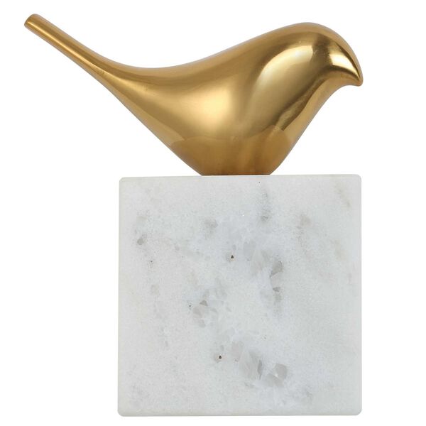 Flying Solid Brass and White Solo Bird Wall Decor, image 1