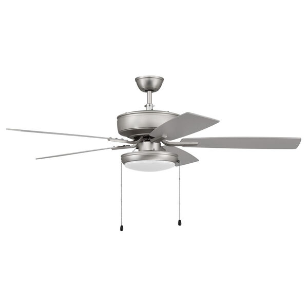 Pro Plus Brushed Satin Nickel 52-Inch LED Ceiling Fan with Frost Acrylic Pan Shade, image 1
