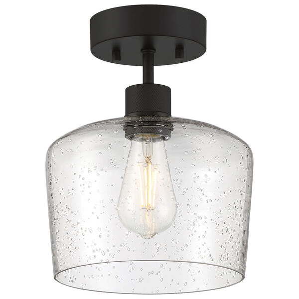 Port Nine Black Outdoor One-Light LED Semi-Flush with Clear Glass, image 1