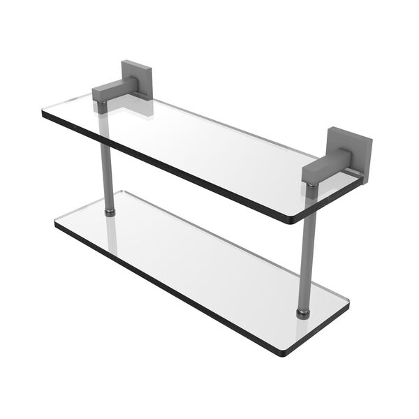Montero Matte Gray 16-Inch Two Tiered Glass Shelf, image 1