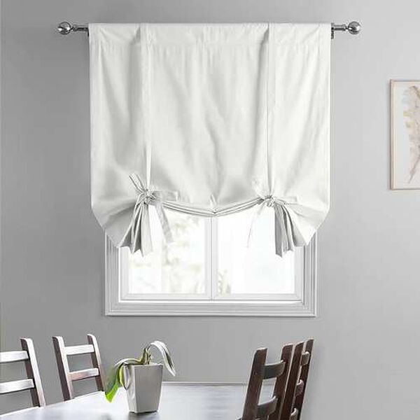 Whisper White Solid Cotton Tie-Up Window Shade Single Panel, image 3