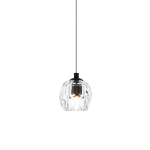 Eren Black One-Light Mini-Pendant with Royal Cut Clear Crystal, image 3