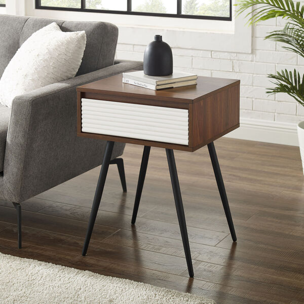 Lane Dark Walnut and Solid White Drawer Side Table, image 3