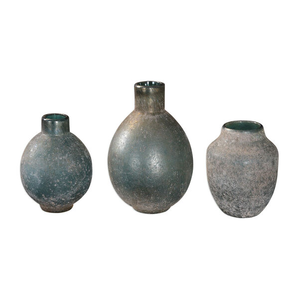 Mercede Weathered Blue-Green Vases, Set of Three, image 1