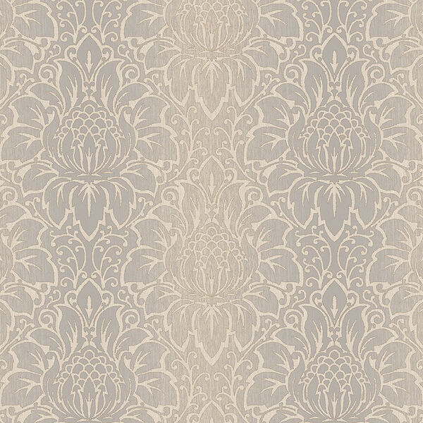 Venetian Damask Grey and Brown Wallpaper - SAMPLE SWATCH ONLY, image 1
