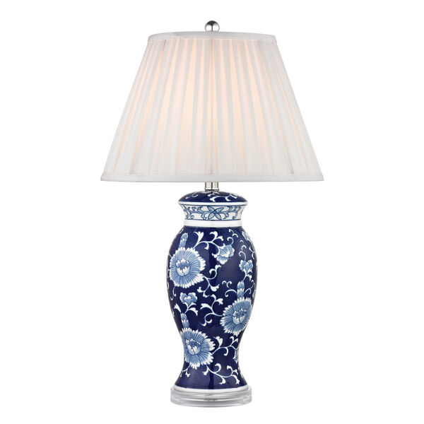 Blue and White Hand Paint One Light Table Lamp, image 2