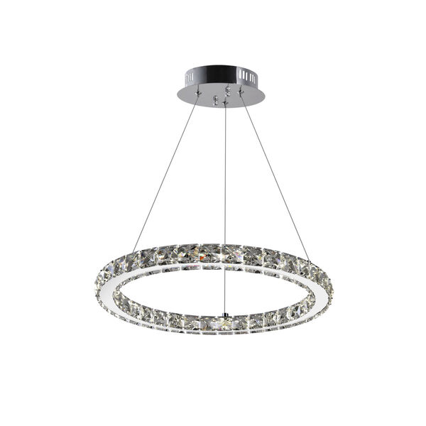 Ring Chrome 15-Light LED 16-Inch Chandelier with K9 Clear Crystal, image 1