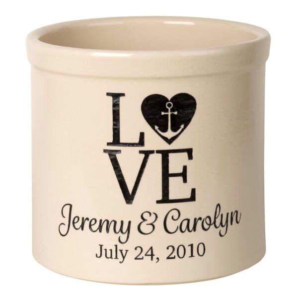 Personalized Love Anchor Stoneware Crock with Black Engraving, image 2