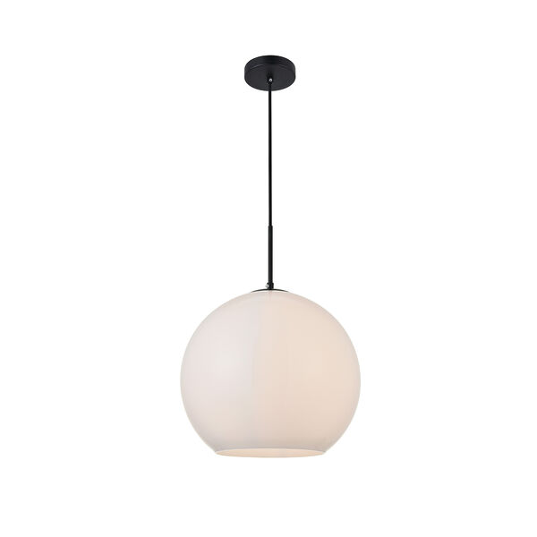 Baxter Black and Frosted White 13-Inch One-Light Pendant, image 3