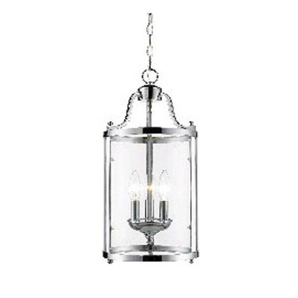 Payton Chrome Three-Light Pendant with Clear Glass, image 1