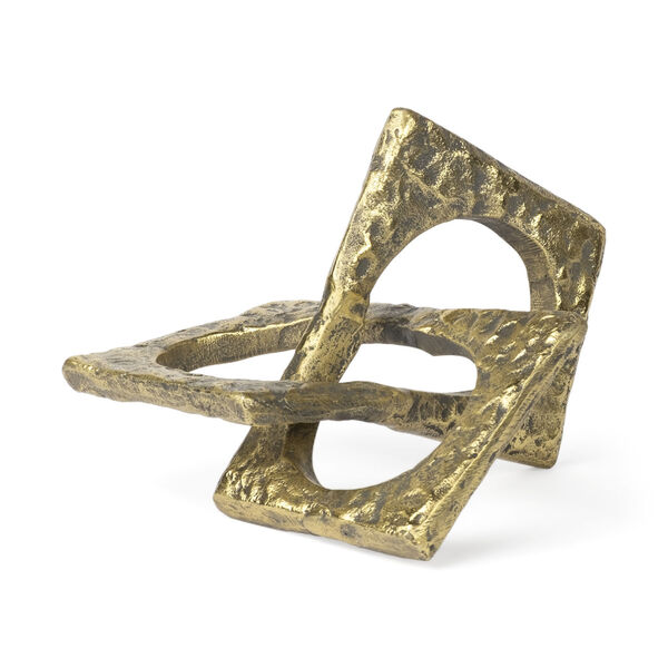 Delaunay I Gold Hammered Metal Interlinked Decorative Object, image 1