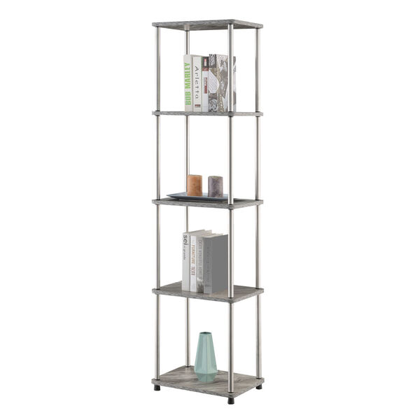 Design2Go Faux Gray Marble and Chrome Five-Tier Tower, image 3