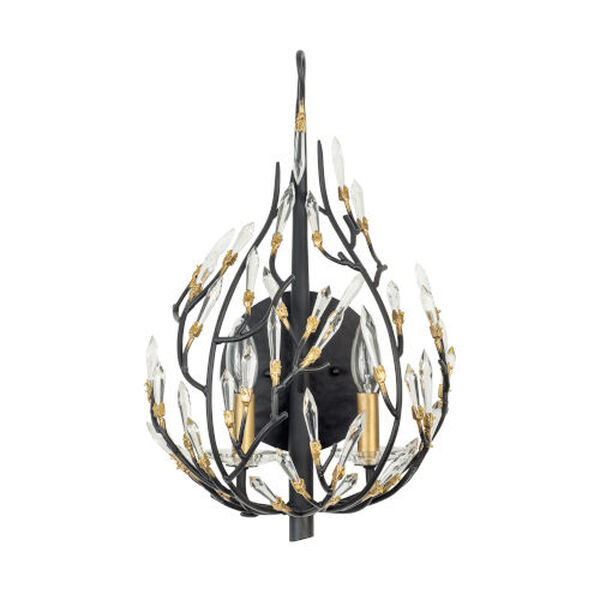 Bask Matte Black French Gold Two-Light Wall Sconce, image 5