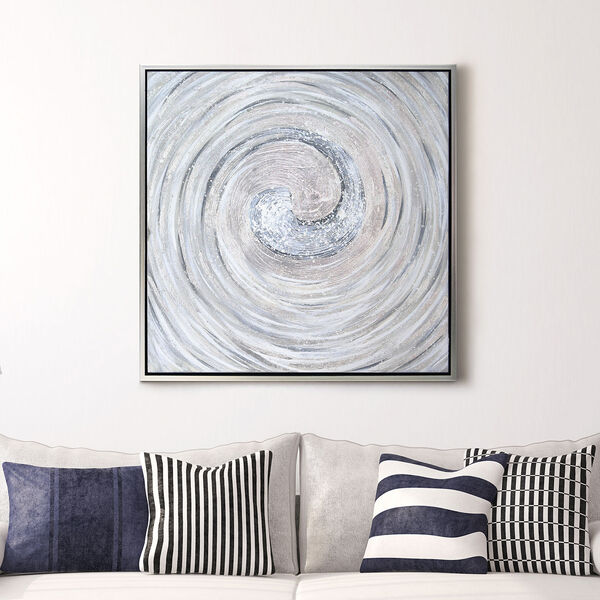 Silver Swirl Textured Metallic Framed Hand Painted Wall Art, image 1